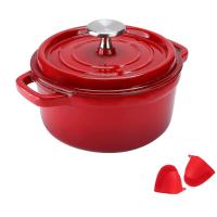 ราคา Pre Seasoned 4 5 qt Enameled Cast Iron Round Dutch Oven 4 5 Quart Dutch Ovens Pot With Lid And Handle Heavy Duty Casserole Dish Hand Wash Only Red (18655241472)