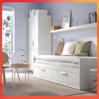 ราคา day bed เตียงนอน เดย์เบด 2 ลิ้นชัก สีขาว ขนาด 80x200 ซม พร้อมฟูก (15759888857)