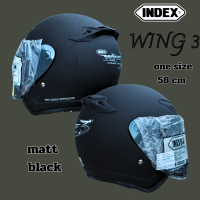ราคา หมวกกันน็อคเปิดหน้า INDEX wing3 สีดำด้านดำเงา (20801202381)