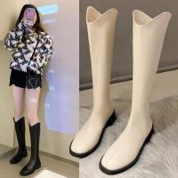 ราคา รองเท้าบูทสั้นสตรีเข่าสูง รองเท้าบูทเข่ามีซิปหนังตรง รองเท้าบูทยาว รองเท้าบูทดูผอมผญแฟชั่นแม (20961885008)