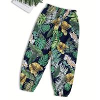 ราคา ชุดนอนสำหรับเด็กผู้หญิงพิมพ์ลายใบไม้สีเขียวกางเกง Haren ผ้าไอซ์ซิลค์กางเกงบลูมเมอร์ขาสั้นสำหรับใส่อยู่บ้านสำหรับทั้งหญิงและชายสำหรับฤดูใบไม้ผลิและฤดูร้อน (21054533101)