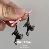 ราคา หวานต่างหูโบว์สีชมพูแมวดำหญิงสาว (21291968389)