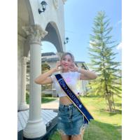 ราคา สายสะพาย ผ้ากำมะหยี่ รุ่น ขอบทอง ริบบิ้นแก้ว เข็มกลัด (19527777763)