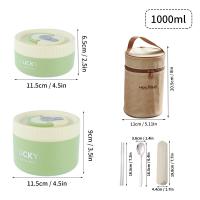 ราคา WORTHBUY กล่องใส่อาหารกลางวันเก็บอุณหภูมิพร้อมถุงและกล่อง Bento แบบพกพาช้อนส้อมวางซ้อนกันได้กันรั่วสลัดผลไม้กล่องเก็บอาหารไมโครเวฟสามารถอุ่นได้ (21330510578)