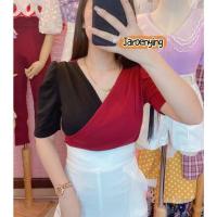 ราคา เสื้อยืดแขนสั้น ไขว้หน้า 2 สี ผ้ายืด งานน่ารักมาก (13627582401)