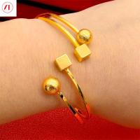 ราคา XT เครื่องประดับสร้อยข้อมือลูกปัดเกาหลี24K กำไลข้อมือเปิด916ชุบทองของแท้ (21398632625)