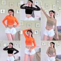 ราคา เสื้อครอป ซีทรูแขนยาว อก32 36 ฟรีไซส์ (21255478428)