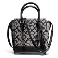 ราคา กระเป๋าถือ COACH แท้ รุ่นหรูจาก Shop ผ้าลาย Signature และหนังแท้ สายหนังแท้ สะพายเฉียงสวย ปรับความยาวสายได้ Coach 48879 Legacy Signature Mini Tanner Bag (597091)