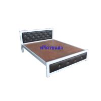 ราคา 5FP3HB เตียงเหล็กหัวเบาะ ขนาด 5 ฟุต พื้นไม้ สีขาว (7091594532)