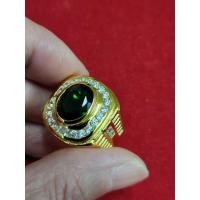 ราคา แหวนชายเขียวมรกต10 12มิลล้อมเพชรเกสรสายนากาข้างชุบทอง (18806286743)