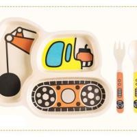 ราคา ส่งจากไทย จานข้าวเด็ก จานหลุมรถ จานข้าวรูปรถ จานหลุมเยื่อไผ่ ถาดหลุมรถ (10240375906)