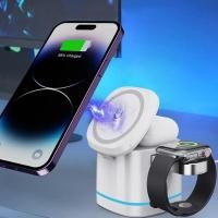 ราคา แท่นชาร์จไร้สายแบบแม่เหล็ก3 in 1แท่นชาร์จเร็วที่วางโทรศัพท์สำหรับ iPhone 15 14 13 12 Apple Watch 8 7 6 airpods (21171016192)