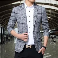 ราคา ZeroDis เสื้อฤดูใบไม้ผลิฤดูใบไม้ร่วงผู้ชายสไตล์เกาหลีสูทผู้ชายลายสก๊อตแนวธุรกิจสีทึบใส่สบาย (21353492548)