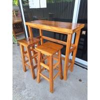 ราคา โต๊ะบาร์ สีเคลือบใส ไม้จามจุรี ขนาดกว้าง40ซม ยาว 100ซม สูง 100ซม มีเก้าอี้บาร์ สูง 75ซม อีก 2 ตัว (16044060384)