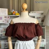 ราคา ปาดไหล่แขนสั้น เสื้อครอปปาดไหล่ ครอปเปิดไหล่ (21415736340)