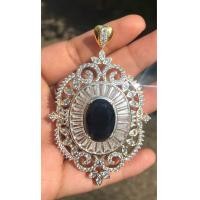 ราคา จี้เคลือบเงินด้วยหินไพลินสีน้ำเงิน Silver coated pendent with blue sapphire stone (21122501820)
