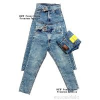 ราคา กางเกงยีนส์ทรงบอย กระดุมป้าย2เม็ด งานฟอกสวย เอวสูงผ้าไม่ยืดขาตัด งานป้าย punny jeans (15997001043)
