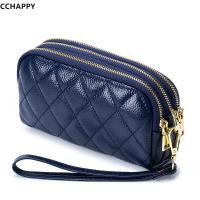 ราคา Cowide Genuine แฟชั่นผู้หญิงกระเป๋าคลัทช์สุภาพสตรีโทรศัพท์กระเป๋าคลัทช์กระเป๋าสามซิป (15447904264)