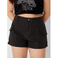 ราคา Cider Solid Denim High Waist Cargo Shorts Curve Plus (20468871419)