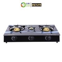 ราคา AOVA เอโอวา เตาแก๊สกระจกนิรภัยหัวทองเหลือง 3 หัว 128024 (19752477681)