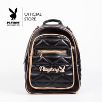 ราคา Playboy กระเป๋าเป้ผู้หญิง ลิขสิทธิ์แท้รุ่น ST B241PB558 ดีไซน์เป้เย็บนวมสามเหลี่ยมปักอักษรlogo มี2สี สีฟ้าและสีดำ (21458650265)