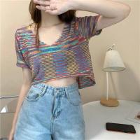 ราคา ส่งเร็วพิเศษ Hello Yim เสื้อครอปคอวีไหมพรม เอวลอยนิดๆแต่งชายเสื้อไม่เท่ากัน ผ้าบางใส่สบายมากN0 0783 (9883411437)