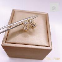 ราคา ต่างหูห่วงเพชรสองเม็ดล้อมเพชรหน้าทอง สวยน่ารักดูแพง (21404490620)