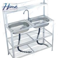 ราคา HOMENINE ซิ้งค์ล้างจาน อ่างล้างจาน สแตนเลส A 2หลุม 3ชั้น มีบน โครงอลูมิเนียม (21413340125)