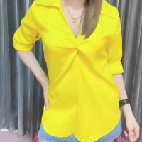 ราคา พร้อมส่ง เสื้อเชิ้ตคอปกเเฟชั่นผู้หญิงเนื้อผ้าซาติน ผ้าเงา พริ้ว ใส่สบาย (20058864569)