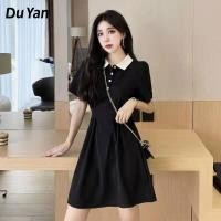 ราคา Du Yan กระโปรงเก็บเอวสไตล์เกาหลี เดรสสั้นทรงเก็บเอวสีดำ เสื้อกระโปรง ชุดเดรสผู้หญิง เดรสน่ารัก ชุดกระโปรงสีดำ เดรสมินิมอล เดรสสูท (7616862695)