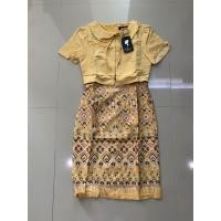 ราคา เดรสทำงานผ้าพิมพ์ลายไทย ป้ายPhawi มือ1 สีเหลือง s (21408333624)