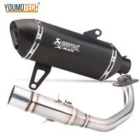 ราคา ท่อไอเสียรถจักรยานยนต์สำหรับ YAMAHA Xmax 300 Xmax 250 2017 2023 ปลายท่อกลางหน้าท่อไอเสียแบบสวมข้อศอกคอท่อเชื่อมสแตนเลสพร้อมเซ็นเซอร์ O2 X Max Xmax300 Xmax250 Xmax400 (21358577895)