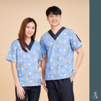 ราคา scrubvet เสื้อสครับลายน้องแมว เฉพาะเสื้อ (21394595592)