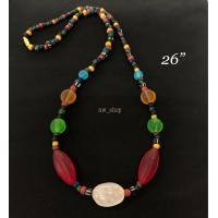 ราคา สร้อยคอลูกปัดโบราณ ลูกปัดหินสี ยาว 26 (21400760955)