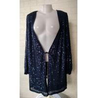 ราคา BL023 เสื้อคลุมปักเลื่อมตัวยาว สีน้ำเงินเข้ม ผ้าตาข่ายนิ่มยืด ปักเลื่อมละเอียดเป็นเส้นตรง Size M L อก 36 38 มือสอง (20223468638)