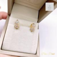 ราคา ต่างหูเพชรห่วงสองเม็ดล้อมเพชรหน้าทอง (20525236156)