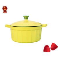ราคา Enamel Pot Cast Iron Soup 24cm Cast Iron Double Dutch Oven With Loop Handles Household Stew Pot Multi function frying pan Export Pan Utensils Induction Pot Cast Iron Enamel Pot (19416755965)