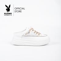 ราคา Playboy รองเท้าผ้าใบแบบเปิดส้น ลิขสิทธิ์แท้ รุ่น ST H241C1153 ดีไซน์เปิดส้นซีทรูลายแต่งป้ายโลโก้ป้ายโลโก้ มี 2 สี สีขาวและสีดำ (21407021022)