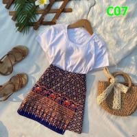 ราคา กางเกงกระโปรงลายไทย กางเกงผ้าถุง กระโปรงลายไทย เซทกางเกงผ้าถุงพร้อมเสื้อ ชุดเซทเข้าวัด ชุดใส่ทำบุญแฟชั่นใหม่ (21419363508)