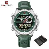 ราคา NAVIFORCE ดั้งเดิมสุดหรูนาฬิกาผู้ชาย Casual กีฬา Chronograph นาฬิกาข้อมือควอตซ์กันน้ำหนังดิจิตอลนาฬิกา9163 (21357495454)