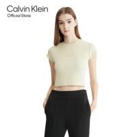 ราคา CALVIN KLEIN เสื้อยืดแขนสั้นผู้หญิง Baby Tee ทรง Crop รุ่น J221171 LFU สีครีม (21443598232)