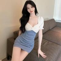 ราคา ชุดเดรสทรงตุ๊กตา เดรส ชุดเดรสสั้นเซ็กซี่ จีบแขนสั้นสีขาวและสีดำเเละสีฟ้า ชุดเดรสน่ารักๆมินิมอล เดรสออกเดท (21308191688)