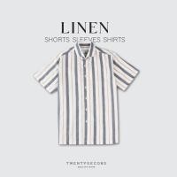 ราคา TWENTYSECOND เสื้อเชิ้ตแขนสั้นผ้าลินินรุ่น LINEN SHORT SLEEVES SHIRT สีขาวลายทาง Stripe (21432851088)