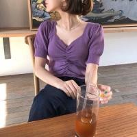 ราคา Chili k k 200 เสื้อท็อปไหมพรม คอวี ตีเกร็ดหน้า แขนตุ๊กตา จั้มเอว สีพื้นเรียบหรูหรา ระบายอากาศได้ดี เรียบๆ เก๋ๆ (12594982714)