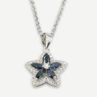 ราคา สร้อยเงินแท้ จี้พลอย Sapphire รูปดาวประดับเพชร Vayo Jewelry (21408519364)