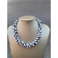 ราคา สร้อยคอไข่มุกแท้ มุกพวงองุ่นสีขาวร้อยสลับหินลาพิส หินนำโชค 2สายบิดเกียวอิสระ มุกแท้มีใบรับประกัน (11567235196)