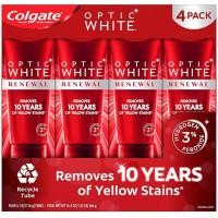 ราคา มีให้เลือกทั้งแบบ 1 หลอดหรือแบบทั้งแพค 4 หลอด หลอดใหญ่สุด จากอเมริกา Colgate Optic White Renewal Remove 10 years yellow stains Whitening Toothpaste 4 1 oz 116 g (9016653239)