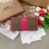 ราคา กระเป๋าสตางค์ใบยาว เปิด ปิดกระเป๋าด้วยซิปรอบ COACH่ Accordion Zip Wallet in Signature Coated Canvas with Leather งานแบรนด์แท้ (14860029317)