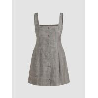 ราคา Cider Houndstooth Square Neck Button Up Mini Dress Curve Plus (20665794858)