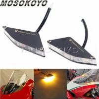 ราคา รถจักรยานยนต์ด้านหน้าเปิดสัญญาณไฟสำหรับ Ducati Panigale V2 V4กระจกบล็อกปิดไฟกระพริบ LED เลี้ยวกะพริบล้างเมา18 21 (20259564625)